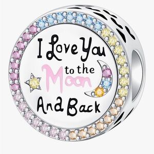 I Love You to the Moon and Back' sterling Charm fits all Pandora bracelets